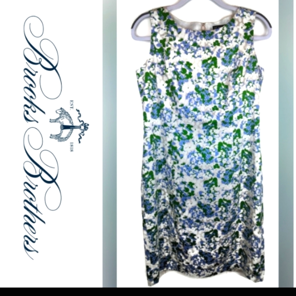 Brooks Brothers "346"  Green Floral Sheath Dress 